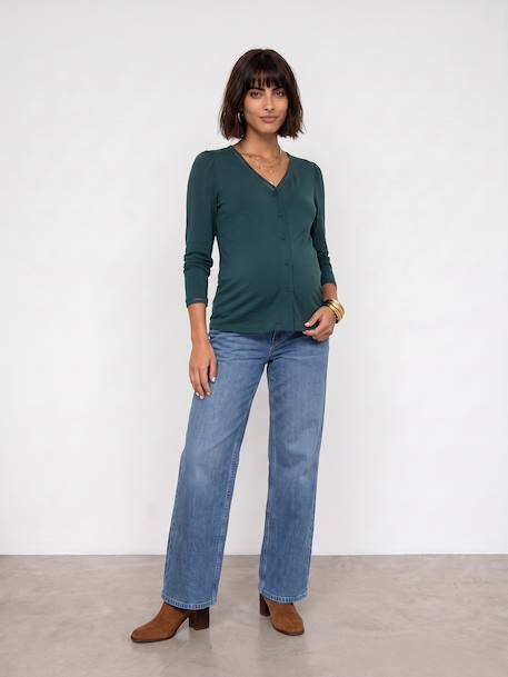 T-shirt grossesse et allaitement manches longues vert sapin - vertbaudet enfant 