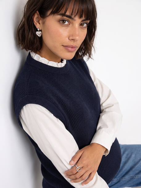 Pull de grossesse col volant marine - vertbaudet enfant 