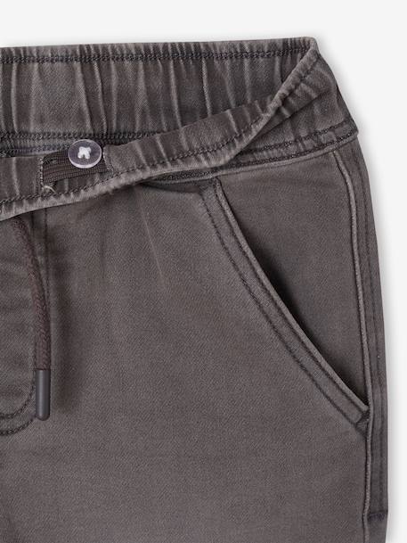Makkelijk aan te trekken jongensbroek van molton met denim-effect lichtgrijs denim+stone - vertbaudet enfant 