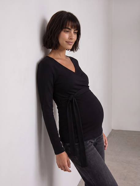 Voedingsshirt met overslag zwart - vertbaudet enfant 