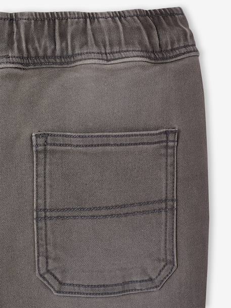Pantalon jogger en denim effet molleton facile à enfiler garçon denim gris clair+stone - vertbaudet enfant 
