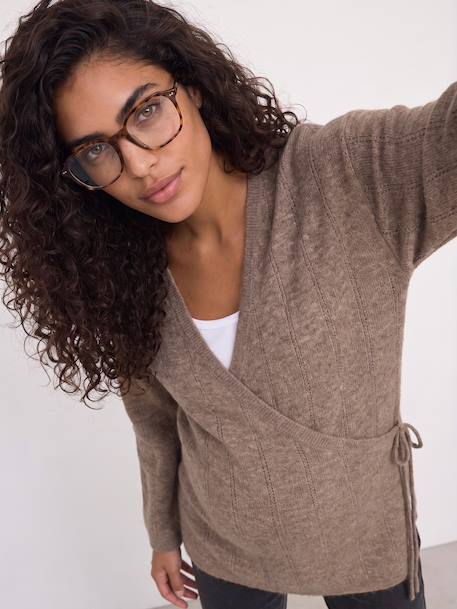 Gilet cache coeur grossesse allaitement taupe - vertbaudet enfant 
