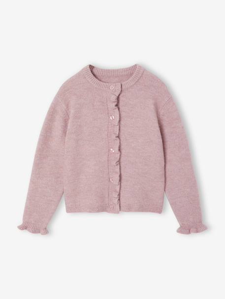 Gilet fille manches longues olive+rose pâle - vertbaudet enfant 