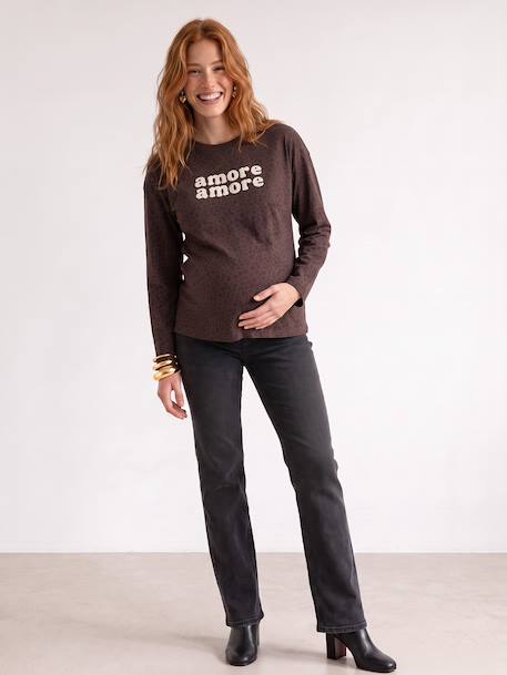Zwangerschapsshirt met lange mouwen chocoladebruin - vertbaudet enfant 