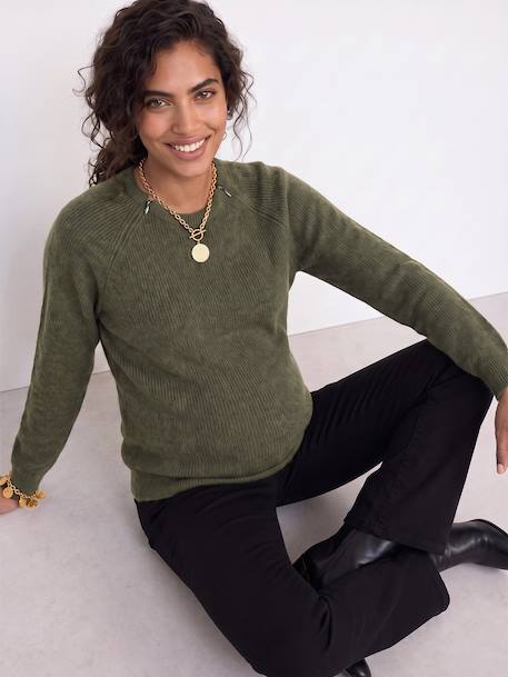 Pull grossesse et allaitement bordeaux+kaki - vertbaudet enfant 