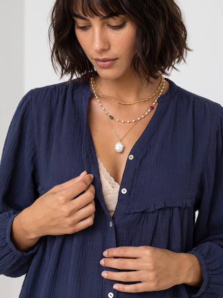 Zwangerschaps- en voedingsblouse leiblauw - vertbaudet enfant 