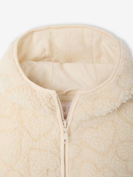 Vest met luipaardprint en capuchon van sherpa meisje bruin, bedrukt+ecru - vertbaudet enfant 