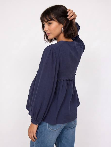 Zwangerschaps- en voedingsblouse leiblauw - vertbaudet enfant 