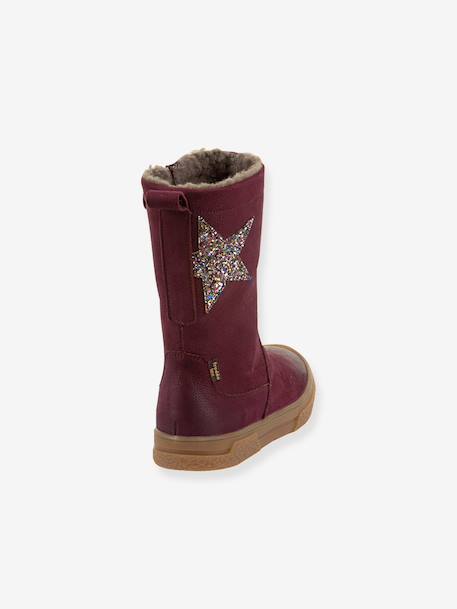 Meisjes Boots PULSE TEX STAR BOOTS WOOL FRODDO bordeauxrood+zwart - vertbaudet enfant 