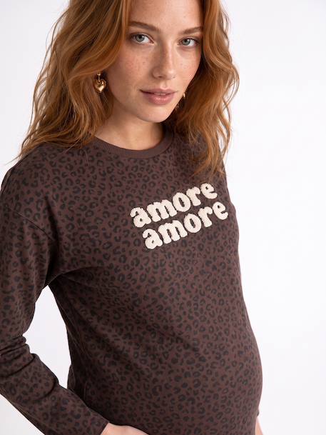 Zwangerschapsshirt met lange mouwen chocoladebruin - vertbaudet enfant 