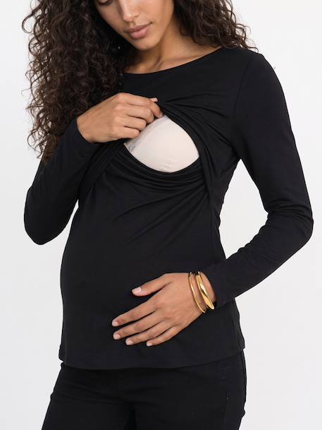 Zwangerschaps- en voedingsshirt zwart - vertbaudet enfant 