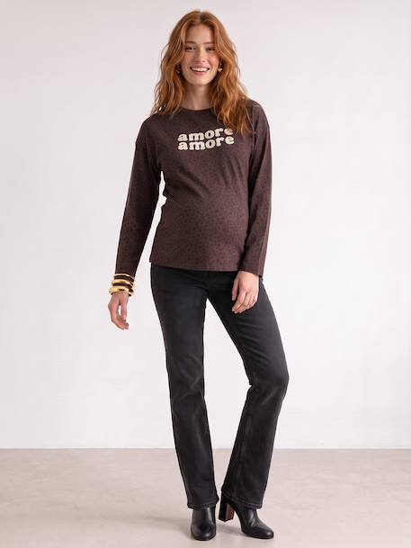Zwangerschapsshirt met lange mouwen chocoladebruin - vertbaudet enfant 