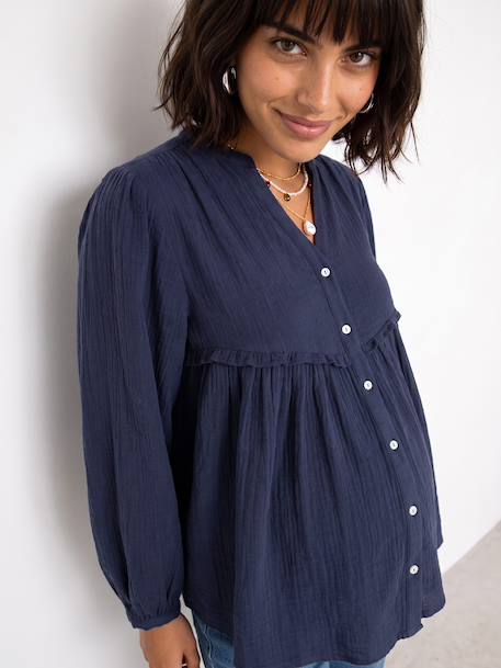 Zwangerschaps- en voedingsblouse leiblauw - vertbaudet enfant 