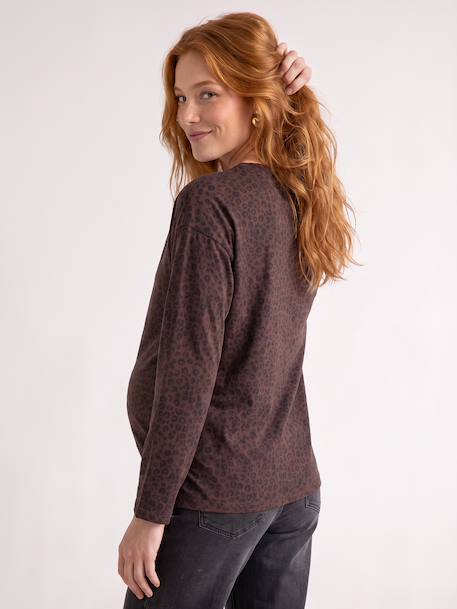 Zwangerschapsshirt met lange mouwen chocoladebruin - vertbaudet enfant 