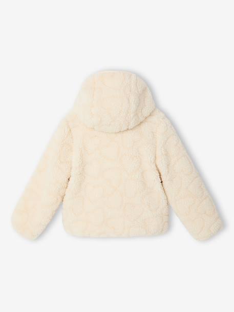 Veste fille à capuche sherpa imprimée léopard écru+marron imprimé - vertbaudet enfant 