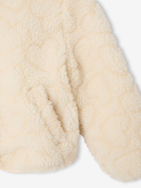 Veste fille à capuche sherpa imprimée léopard écru+marron imprimé - vertbaudet enfant 