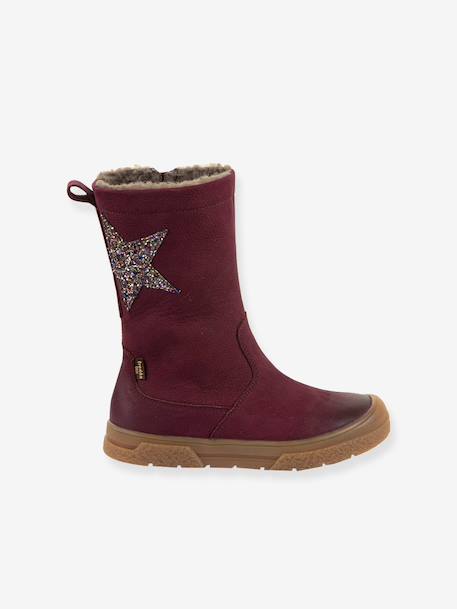 Meisjes Boots PULSE TEX STAR BOOTS WOOL FRODDO bordeauxrood+zwart - vertbaudet enfant 