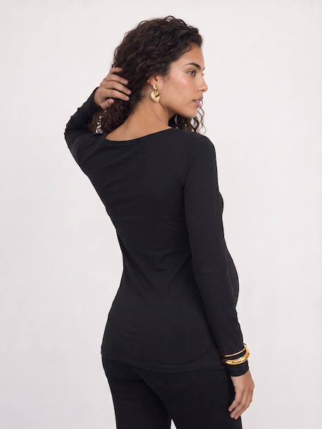 Zwangerschaps- en voedingsshirt zwart - vertbaudet enfant 