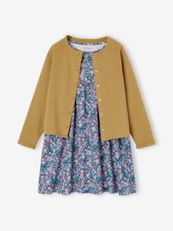 -Ensemble fille cardigan et robe imprimée fleurs