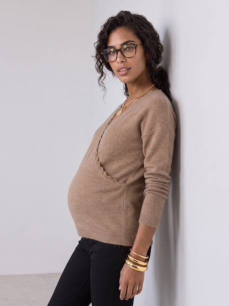 Pull devant/dos grossesse et allaitement beige+Blanc - vertbaudet enfant 
