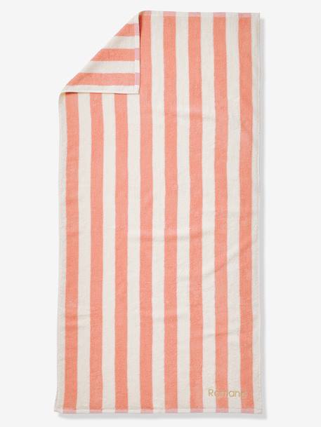 Serviette de bain rayée TRANSAT personnalisable, avec coton recyclé rayé bleu+rayé jaune+rayé rose - vertbaudet enfant 