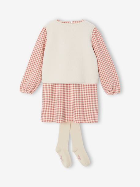 Ensemble robe 3 pièces enfant fille écru+mauve - vertbaudet enfant 