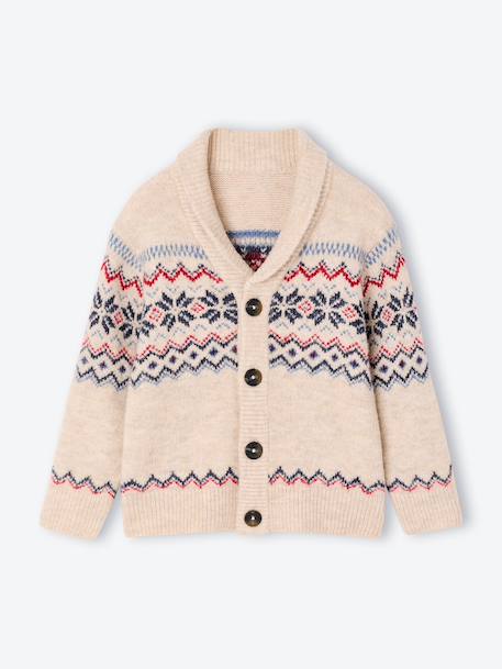 Gilet col châle garçon écru chiné - vertbaudet enfant 