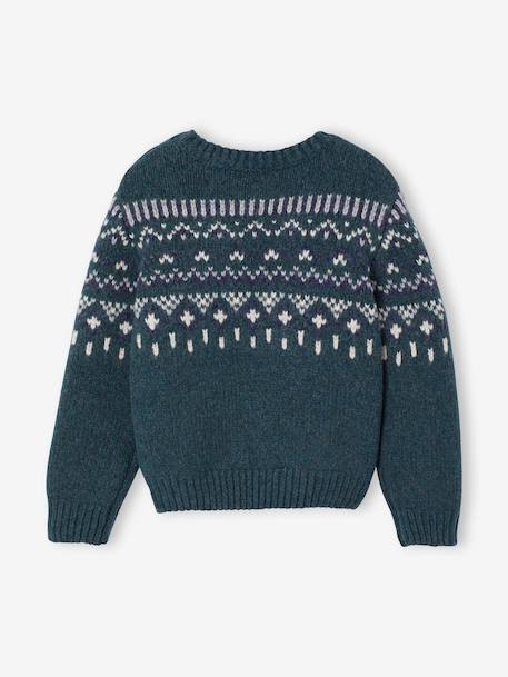 Jongens trui met jacquard en ronde hals groen - vertbaudet enfant 