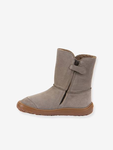 Bottes pieds nus enfants BAREFOOT TEX SUEDE Froddo bordeaux+gris+noir+or - vertbaudet enfant 