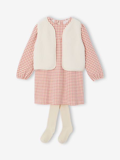 Ensemble robe 3 pièces enfant fille écru+mauve - vertbaudet enfant 