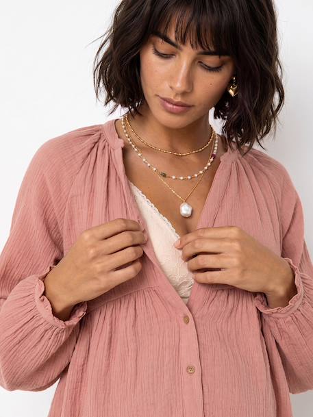 Blouse grossesse et allaitement en gaze coton biologique* bois de rose+vert sauge - vertbaudet enfant 
