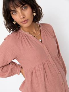 -Blouse voor zwangerschap en borstvoeding van biologisch katoenen gaas*