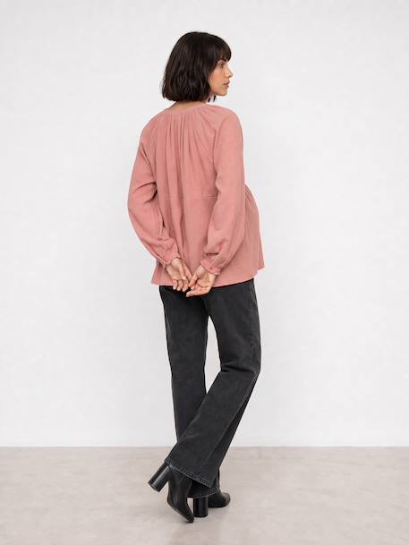 Blouse grossesse et allaitement en gaze coton biologique* bois de rose+vert sauge - vertbaudet enfant 