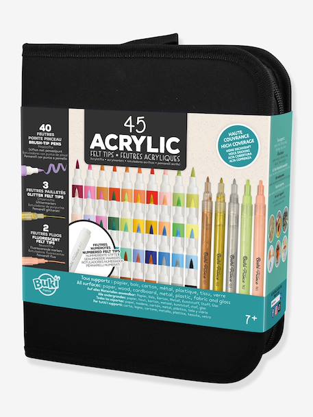 BUKI etui met 45 acrylstiften meerkleurig - vertbaudet enfant 