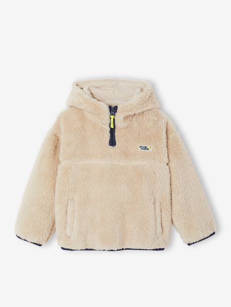 Sweat polaire à capuche garçon blanc - vertbaudet enfant 