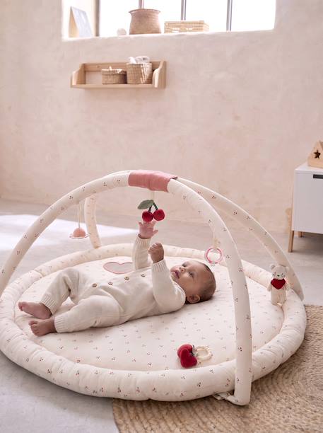 Tapis d'éveil avec arches et rebord beige+blanc+orange+rouge - vertbaudet enfant 