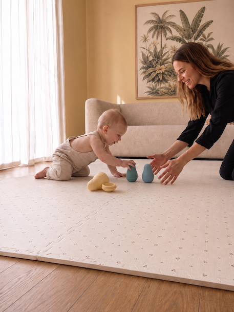 Grand tapis 9 dalles en mousse marron+rouge - vertbaudet enfant 