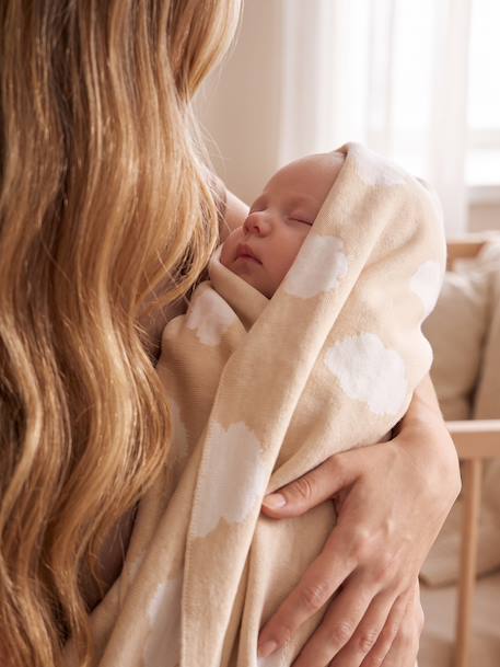 Couverture bébé en coton NUAGES beige - vertbaudet enfant 