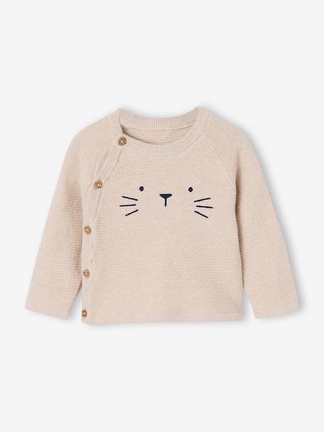 Gebreid babyvestje voor pasgeborenen gemêleerd beige - vertbaudet enfant 