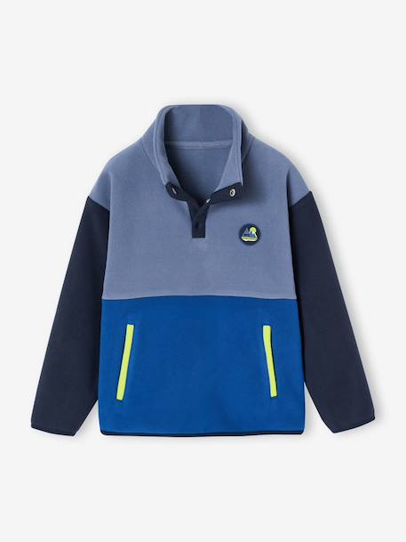 Fleece sweater voor jongens met lange mouwen blauw+groen - vertbaudet enfant 