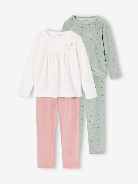 Lot de 2 pyjamas fille vieux rose - vertbaudet enfant 