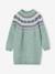 Jacquard jurk met lange mouwen kameel+roze (poederkleur)+saliegroen - vertbaudet enfant 