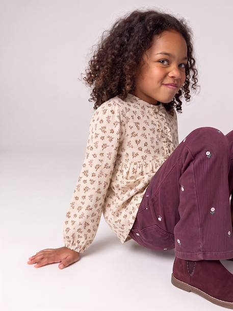 Blouse manches longues fille blush+écru - vertbaudet enfant 