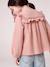 Chemise manches longues fille bleu ardoise+rose poudré+vanille - vertbaudet enfant 