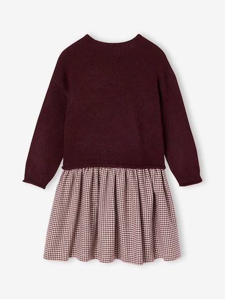Robe 2 en 1 manches longues fille prune+rose poudré - vertbaudet enfant 