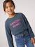 T-shirt manches longues fille encre+rose pâle+vert - vertbaudet enfant 