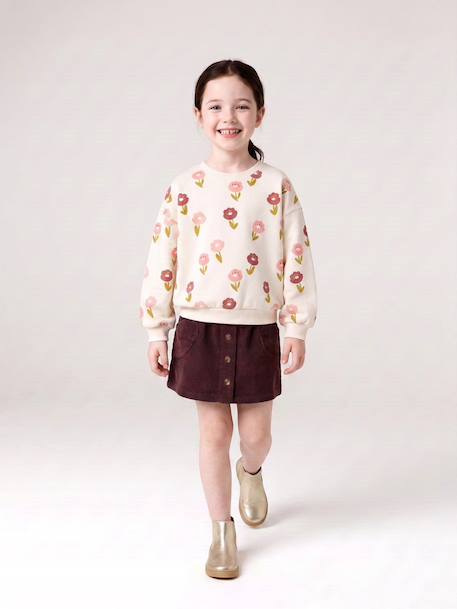 Jupe en velours poches coeur fille anthracite+bleu canard+camel+mauve - vertbaudet enfant 