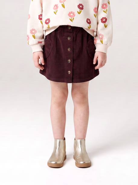 Fluwelen rok met zakjes hartjes antraciet+groenblauw+kameel+zachtpaars - vertbaudet enfant 