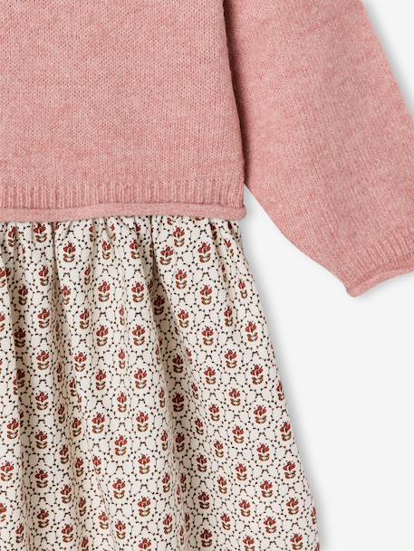 Robe 2 en 1 manches longues fille prune+rose poudré - vertbaudet enfant 