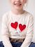 T-shirt manches longues fille écru+rose poudré - vertbaudet enfant 